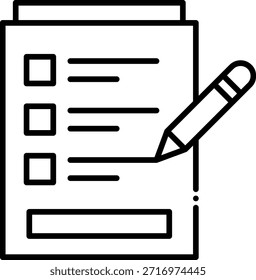 Lista de verificación con el icono de contorno de lápiz