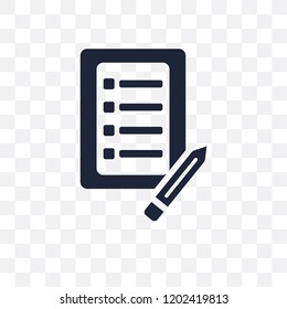 Checklist with a pencil transparent icon. Checklist with a pencil symbol design from Political collection. Simple element vector illustration on transparent background.