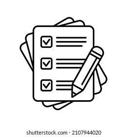 Checklist pencil vector icon. Pencil with paper icon, Contract vector icon