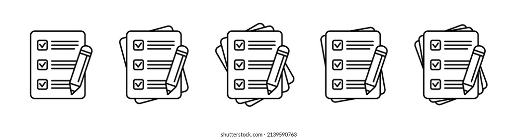 Checklist pencil vector icon. Pencil with paper icon, Contract vector icon