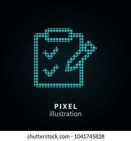 Checklist - pixel icon. Vector Illustration. Design logo element. Isolated on black background. It is easy to change to any color.