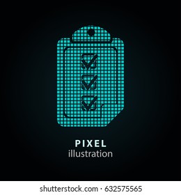 Checklist - pixel icon. Vector Illustration. Design logo element. Isolated on black background. It is easy to change to any color.