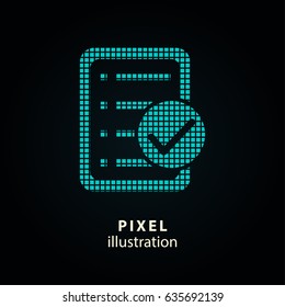 Checklist - pixel icon. Vector Illustration. Design logo element. Isolated on black background. It is easy to change to any color.