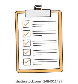 Checklist, plan, task list vector illustration in flat doodle cartoon style isolated on white background.