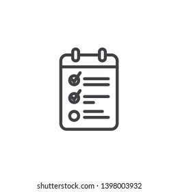 Checklist planner line icon. To Do List linear style sign for mobile concept and web design. Checklist checkmark outline vector icon. Symbol, logo illustration. Pixel perfect vector graphics