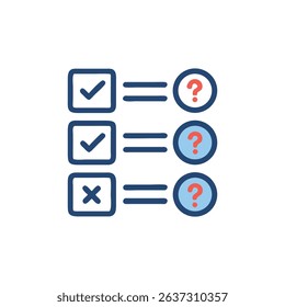 Checklist progress with question marks on a White Background