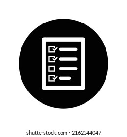 Checklist, question paper icon. Black vector graphics.