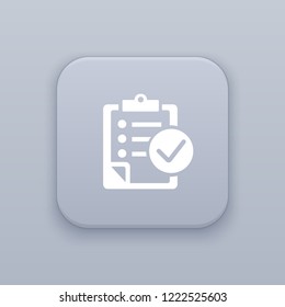 Checklist, questionnaire button, best vector on a gray background