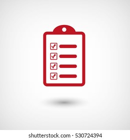 checklist - red vector  icon with shadow