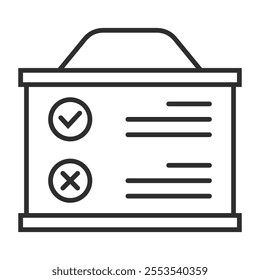 Checklist or reject note outline icon, editable vector illustration and transparent graphic element. Isolated on white background