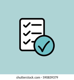 checklist, report icon on blue background