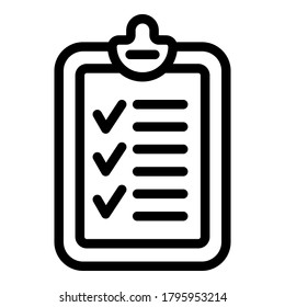 Checklist report icon. Outline checklist report vector icon for web design isolated on white background