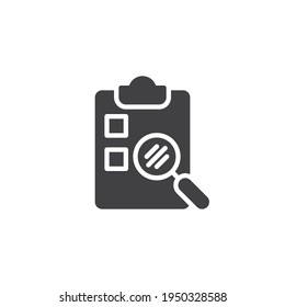 Checklist review vector icon. filled flat sign for mobile concept and web design. Questionnaire survey review glyph icon. Symbol, logo illustration. Vector graphics
