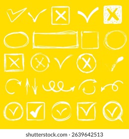Checklist with right and wrong marks chalk sketch sign box green tick red cross illustration icon paint grunge draw square hand texture symbol transparent background design

