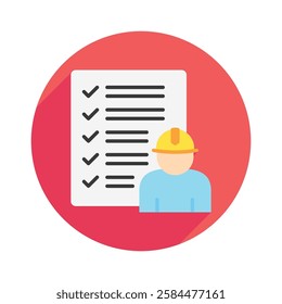 Checklist rounded flat color icon, mini, small illustration. use for modern concept, print, UI, UX kit, web and app development. Vector EPS 10, related to industrial, business, finance, investment.