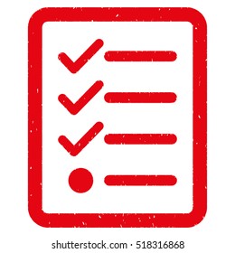 Checklist rubber seal stamp watermark. Icon vector symbol with grunge design and corrosion texture. Scratched red ink sticker on a white background.