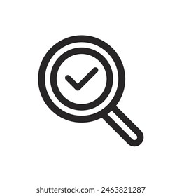 Checklist search line icon, correct and achieved checklist. vector illustration