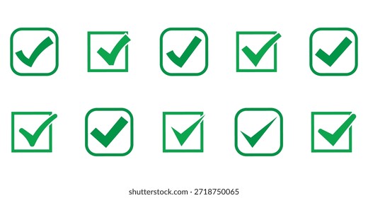 Checkliste Grüne Farbe mit grünem Kasten einzeln auf weißem Hintergrund. 