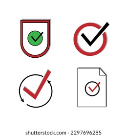 checklist set of red colored icons for business, seo or ui ux design