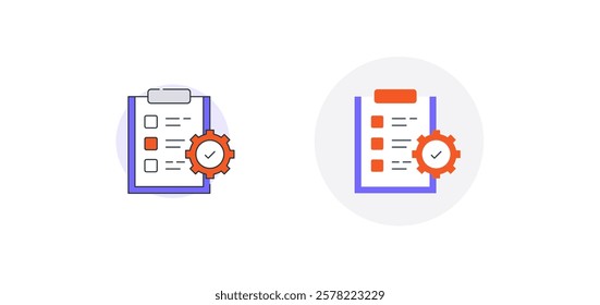 Checklist Settings Icon – Task Automation and Management Symbol, Editable Stroke.