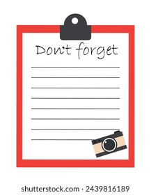 Checklist, shopping list, don't forget list. Vector illustration of a checklist layout with blank space for writing, for printing.