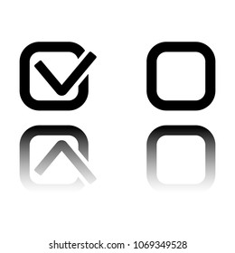 Checklist sign icon. Black icon with mirror reflection on white 