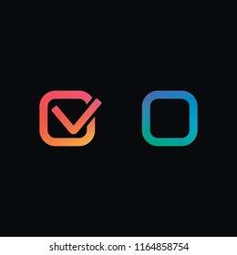 Checklist sign icon. Rainbow color and dark background