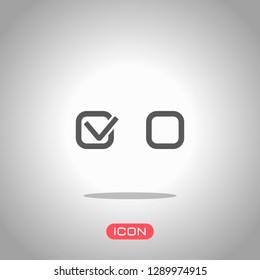 Checklist sign icon. Icon under spotlight. Gray background