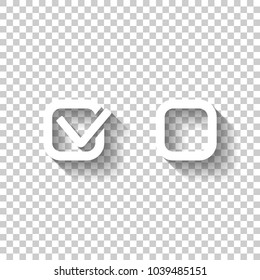 Checklist sign icon. White icon with shadow on transparent background