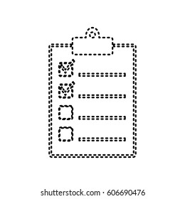 Checklist sign illustration. Vector. Black dashed icon on white background. Isolated.