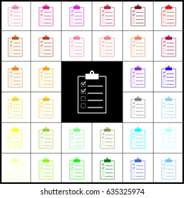 Checklist sign illustration. Vector. Felt-pen 33 colorful icons at white and black backgrounds. Colorfull.