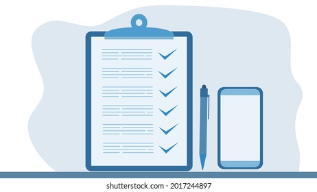 checklist and smartphone vector illustration