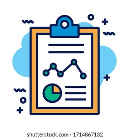 checklist with statistics detail style icon vector illustration design