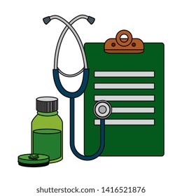 checklist and stethoscope with cannabis products