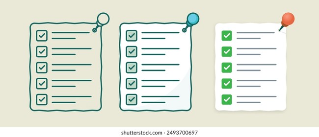 Checklist sticky note flat illustration with outline 