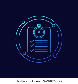 checklist and stopwatch icon, linear design