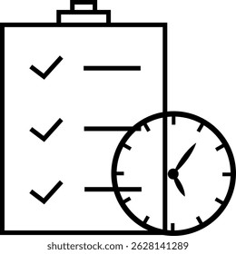 Checklist and stopwatch icon symbolizing time management, scheduling, and task control.