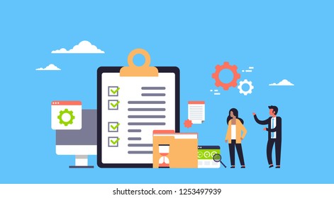 Checklist Survey Project Management Business Man Stock Vector (royalty 