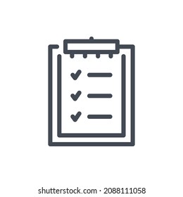 Checklist, Survey and Report form line icon. Clipboard with check mark list vector outline sign.