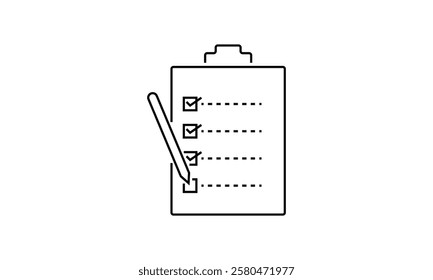 Checklist, survey or report outline icon isolated on transparent background flat vector illustration. EPS 10	
