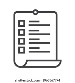 Checklist symbol vector sign isolated on white background.