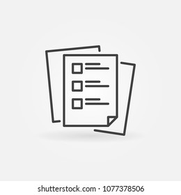 Checklist or tasklist blue vector minimal icon or symbol in thin line style