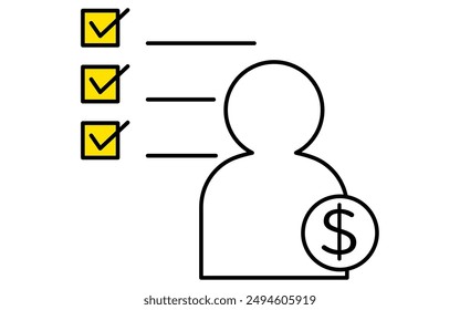 Checklist of tasks to increase sales, business icons for targets, goal attainment, and goals, Vector Illustration
