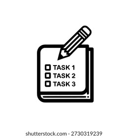 Tareas de lista de comprobación con lápiz en nota de papel para hacer el símbolo de lista