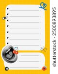 Checklist template with halftone collage elements. Daily task planner.To do list for a diary and notepad. Poster and stories for for social media. Vector stock illustration
