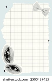 Checklist template with halftone collage elements. Daily task planner.To do list for a diary and notepad. Poster and stories for for social media. Vector stock illustration