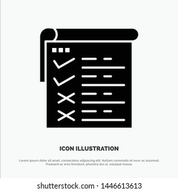 Checklist, Testing, Report, Qa Solid Black Glyph Icon