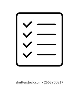 Ícone de linha fina da lista de verificação. Ícone Lista.