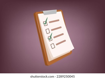 Checklist things to do on clipboard with paper sheet