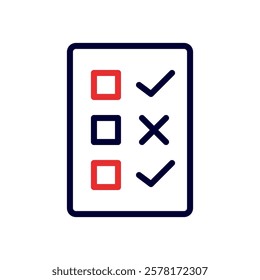 Checklist with tick and cross marks icon isolated
